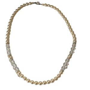 Necklace 12” Classic Pearl Rhinestone Beads Long Evening Wedding Unique Clasp